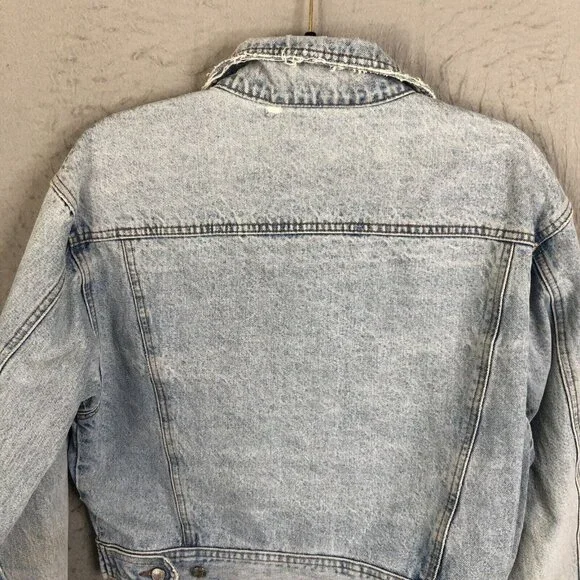 Vintage Old Navy Jean Jacket Womens Large Sunwashed Distressed Y2K 90s Western - Picture 15 of 16